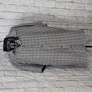 SUSLO COUTURE Black and White Button Up Geometric‎ Shirt 3XL